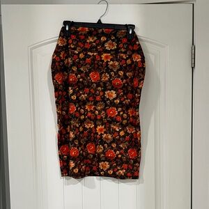 LuLaRoe Floral Skirt - Red and Orange